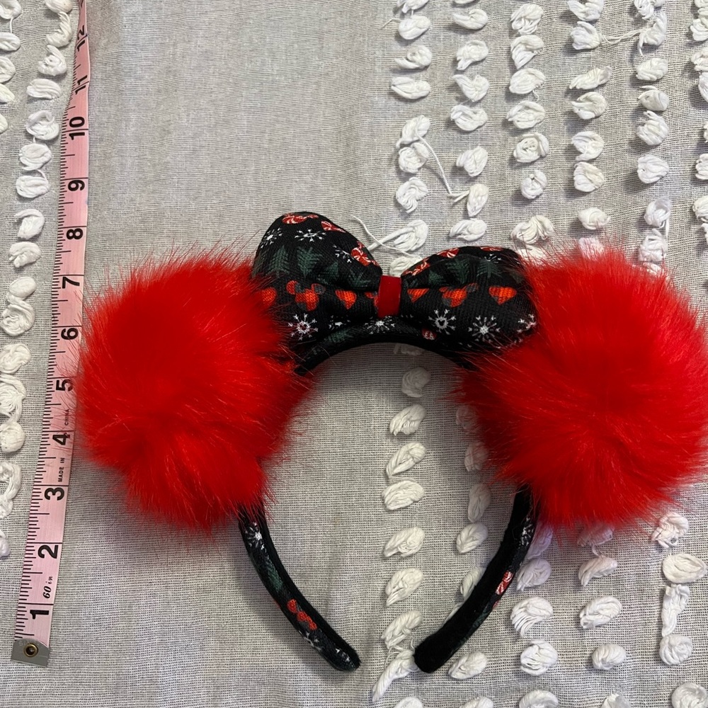 Red Puff Christmas Minnie Ears